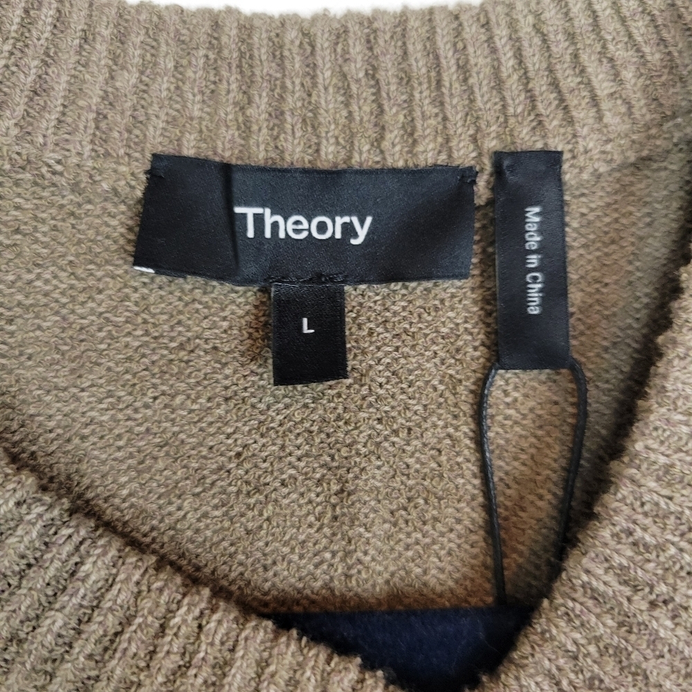 NWT Theory Womens Waverly Boucle Cropped Crewneck Sweater In Cinder Size L - Picture 10 of 12